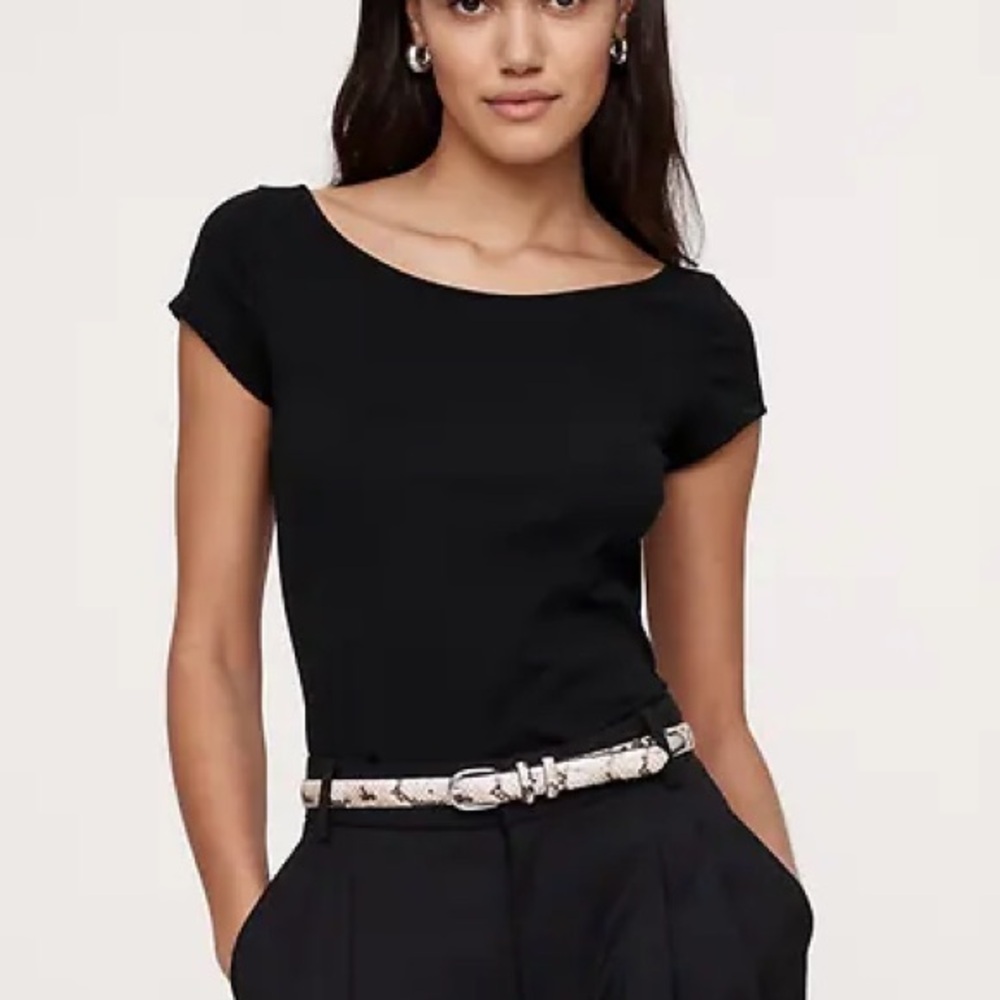 Banana Republic Black REFINED SCOOP-NECK T-SHIRT